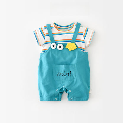 【BABY】夏新作 MINIレインボーストライプ半袖ジャンプスーツSK070813