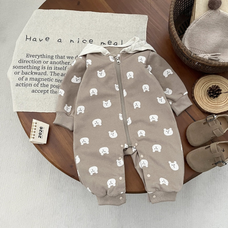 【BABY】くまさんフード付きカバーオールSK104108