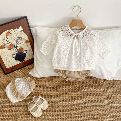 【3点セット】夏新作 フラワー刺繡Ｔシャツ＆ブルマ＆帽子SK061711