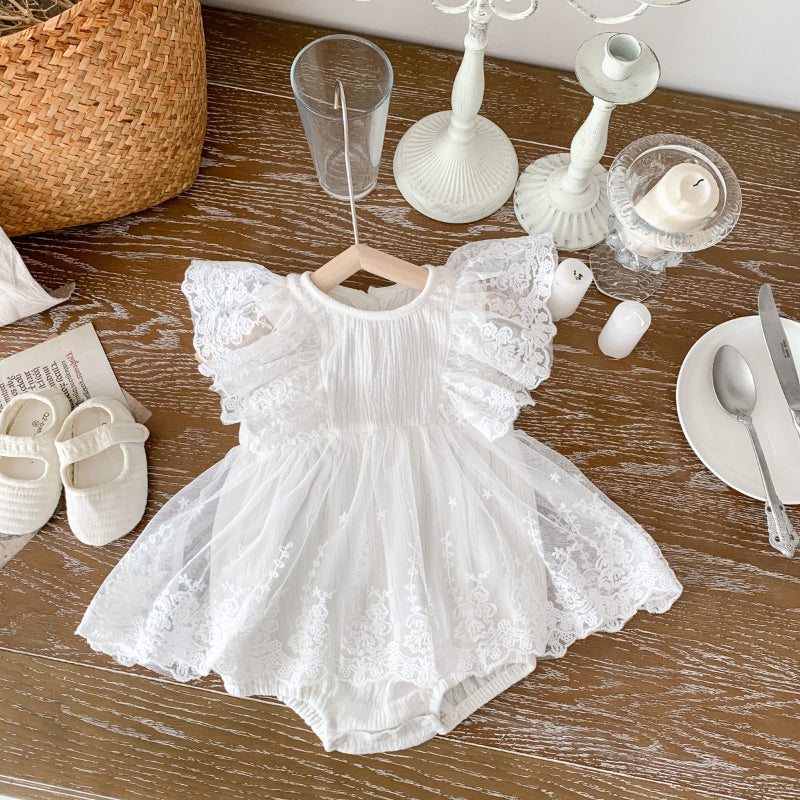 【BABY】夏新作 レース刺繍ロンパースワンピSK081703