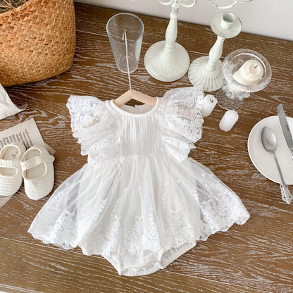 【BABY】夏新作 レース刺繍ロンパースワンピSK081703