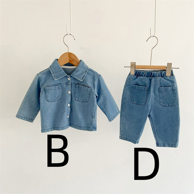 【BABY&KID】オシャレデニムカーディガン、デニムカジュアルルーズパンツSK030707