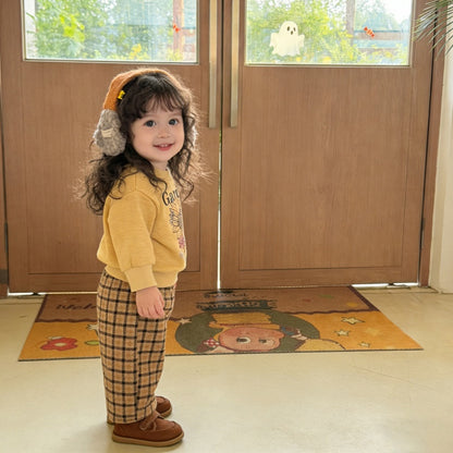 【BABY&KID】ひまわりプリントスウェット、ウール調ストレートパンツSK104015