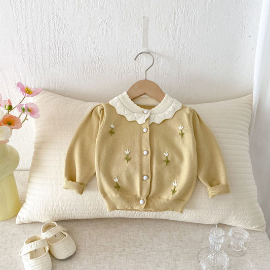 【BABY】フリル襟刺繍ニットカーディガンSK092425