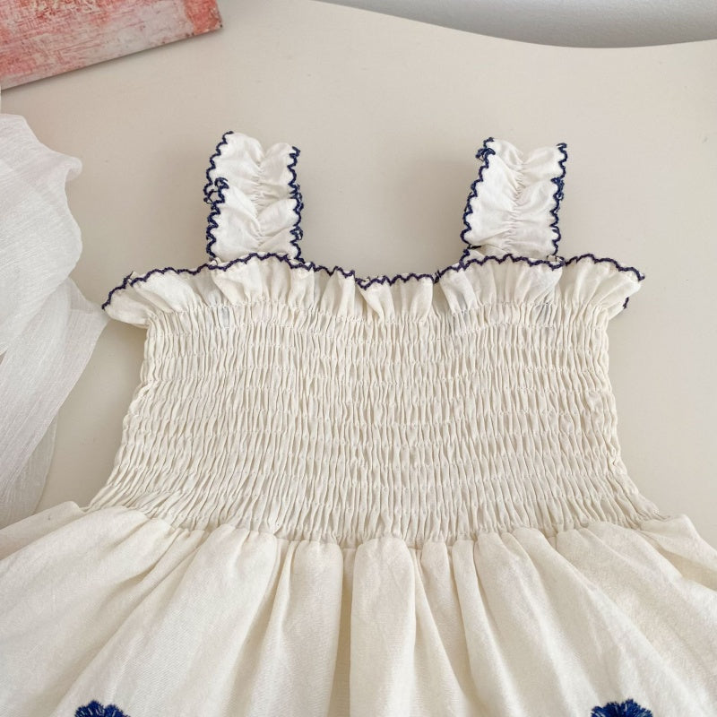 【BABY】夏新作レトロフラワー刺繍ロンパースSK105402