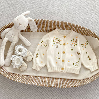 【BABY】花刺繍ニットカーディガンSK092827
