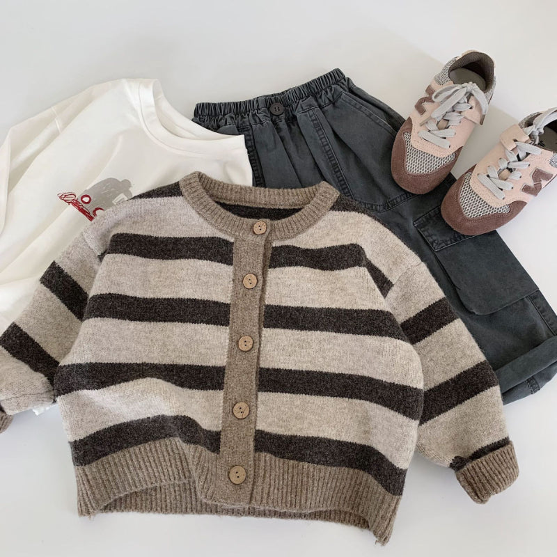 【BABY&KID】ストライプ柄ニットカーディガンSK100506