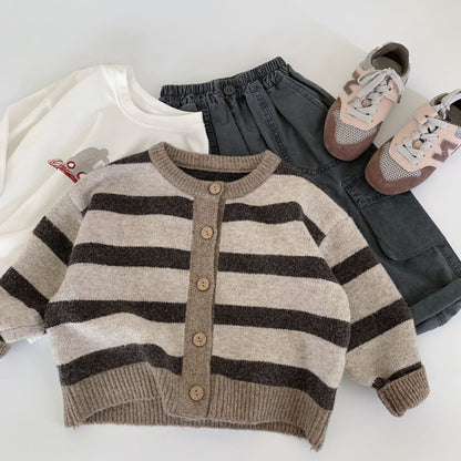 【BABY&KID】ストライプ柄ニットカーディガンSK100506