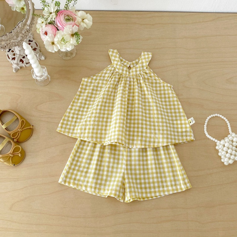 【BABY&KID】夏新作イエローチェックセットアップSK105804