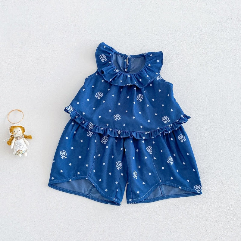 【BABY&KID】夏新作ドットデニムセットアップSK106108