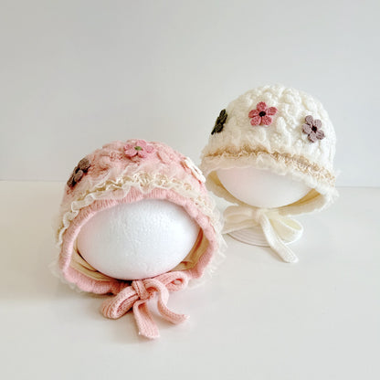 【HAT】三つ花レースベビーボンネットSK101611
