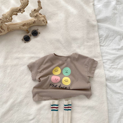 【BABY&KID】夏新作 ロゴスマイル半袖TシャツSK010214