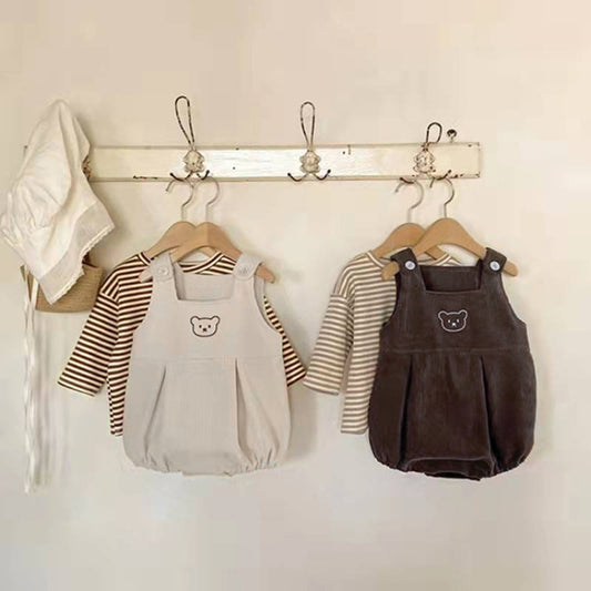 【BABY】くまサロペットロンパース&ボーダーTシャツSK101515