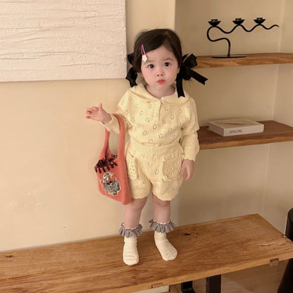 【BABY&KID-予約限定】透かしレースレトロ襟セットアップSK102233