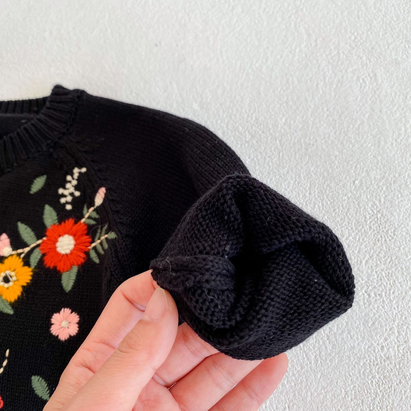 【BABY】フラワー刺繡暖かいニットカーディガンSK022801