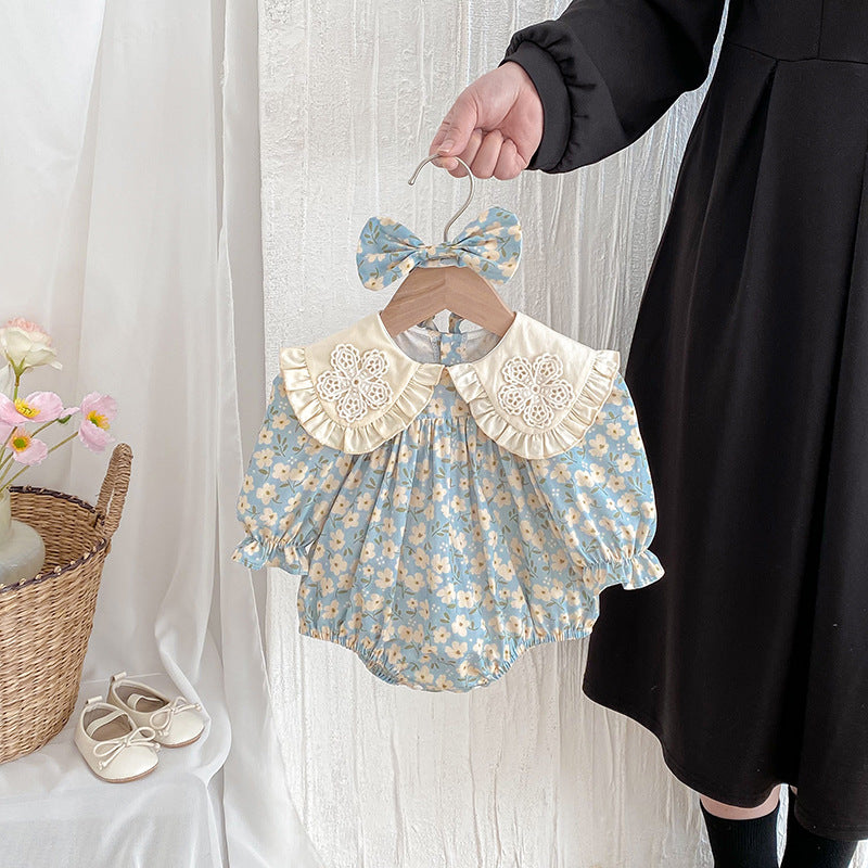 【姉妹服】花刺繍襟ロンパース、ワンピースSK101135