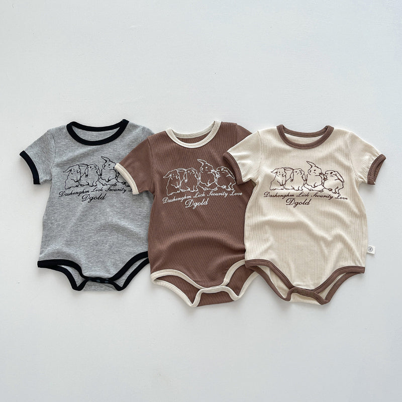 【BABY】夏新作 カートゥーンうさぎ柄ロンパースSK091323