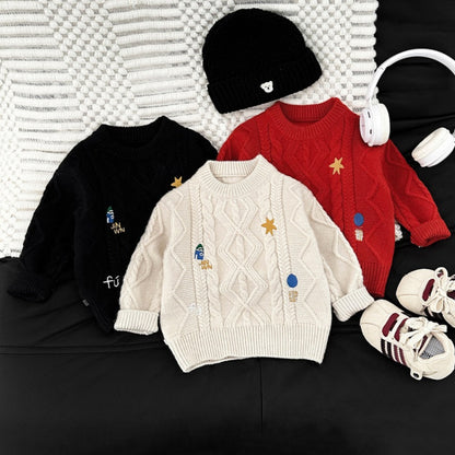 【BABY&KID】冬新作キャラ刺繍ニットセーターSK103009