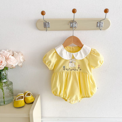 【BABY】夏新作 うさぎ刺繍ロンパースSK070108