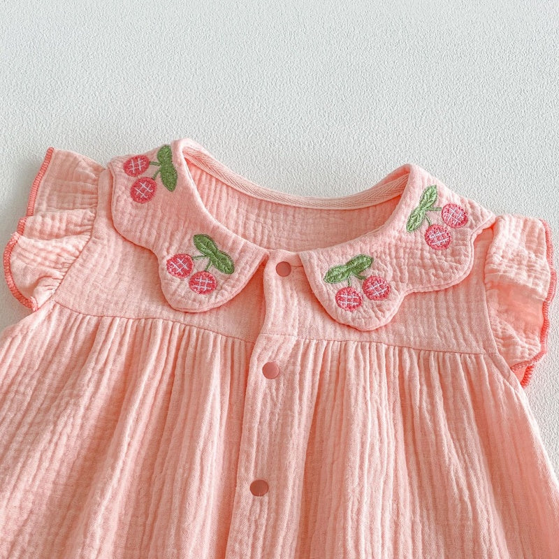 【BABY】夏新作さくらんぼ刺繍カバーオールSK106411