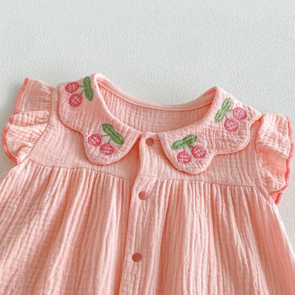 【BABY】夏新作さくらんぼ刺繍カバーオールSK106411
