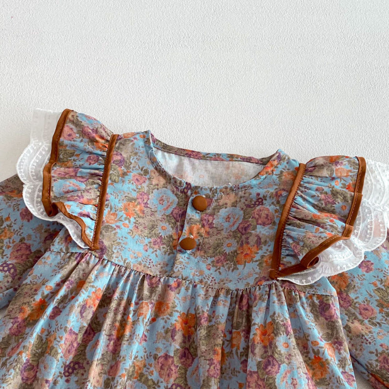 【BABY】レトロ小花柄ロンパースSK103614