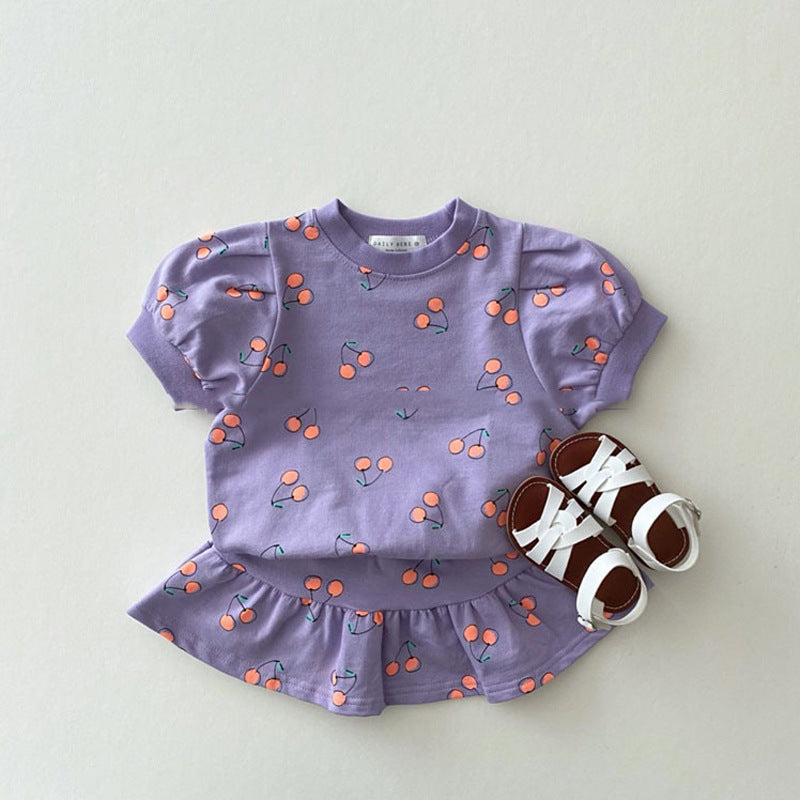 【BABY&KID】夏新作 チェリー半袖Tシャツ＆スカートSK080501