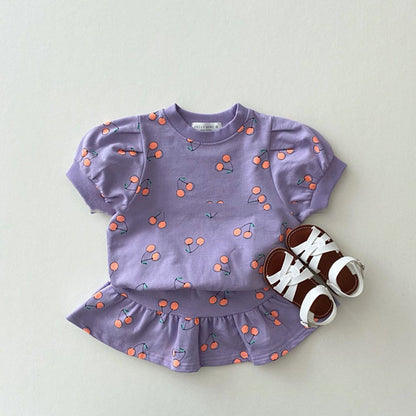 【BABY&KID】夏新作 チェリー半袖Tシャツ＆スカートSK080501
