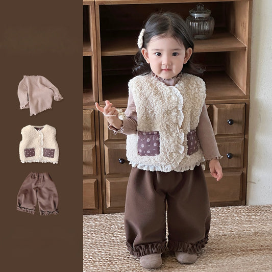 【BABY&KID】冬新作小花柄レースボアベストSK103135