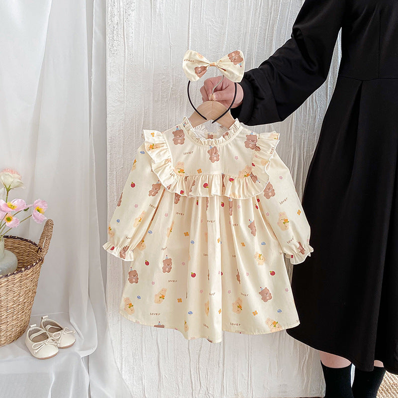 【姉妹服】フリル袖くまロンパース、ワンピースSK101137