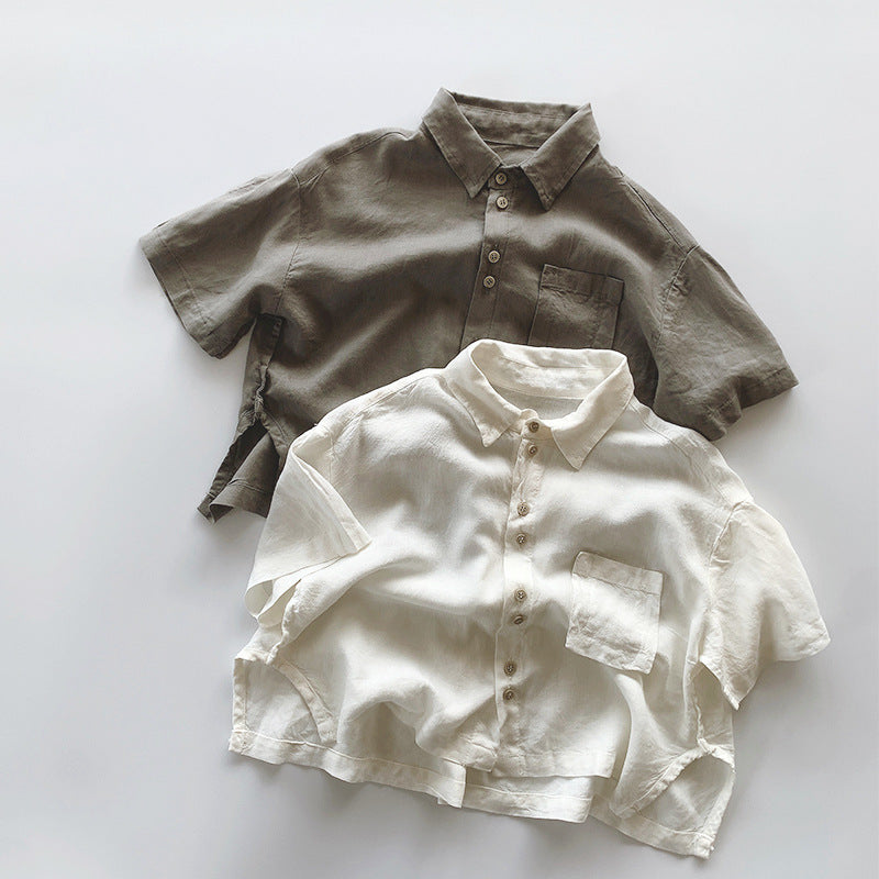 【BABY&KID】夏新作 薄手ポケット付きシャツSK080823