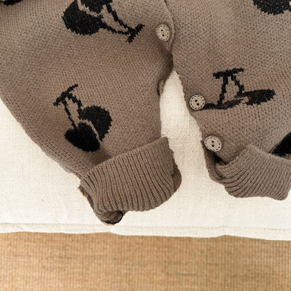 【BABY】チェリー柄ニット編みオールインワンSK032101