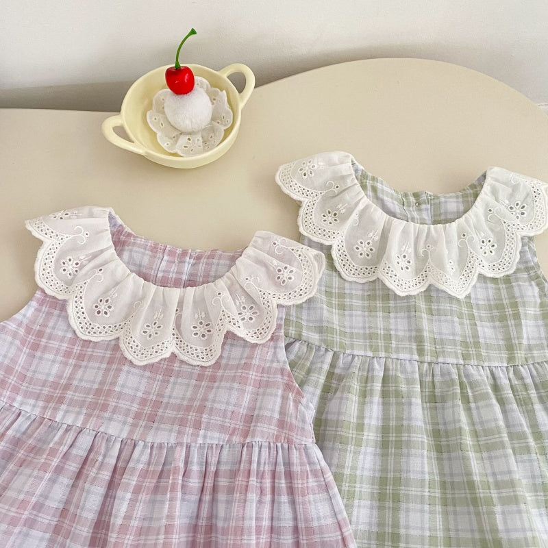 【BABY&KID】夏新作フリル襟チェックセットアップSK106406