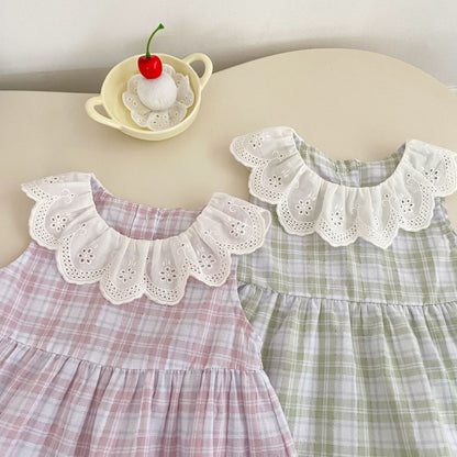 【BABY&KID】夏新作フリル襟チェックセットアップSK106406