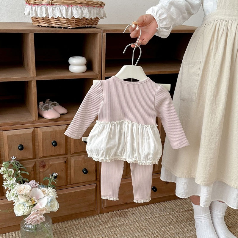 【BABY&KID】ラウンドネックフリル裾綿セットアップSK104307