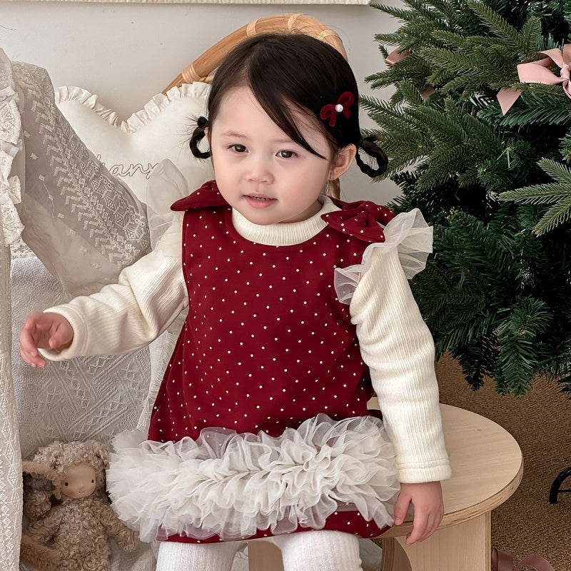 【BABY】冬新作おしゃれドットジャンパースカートSK103124