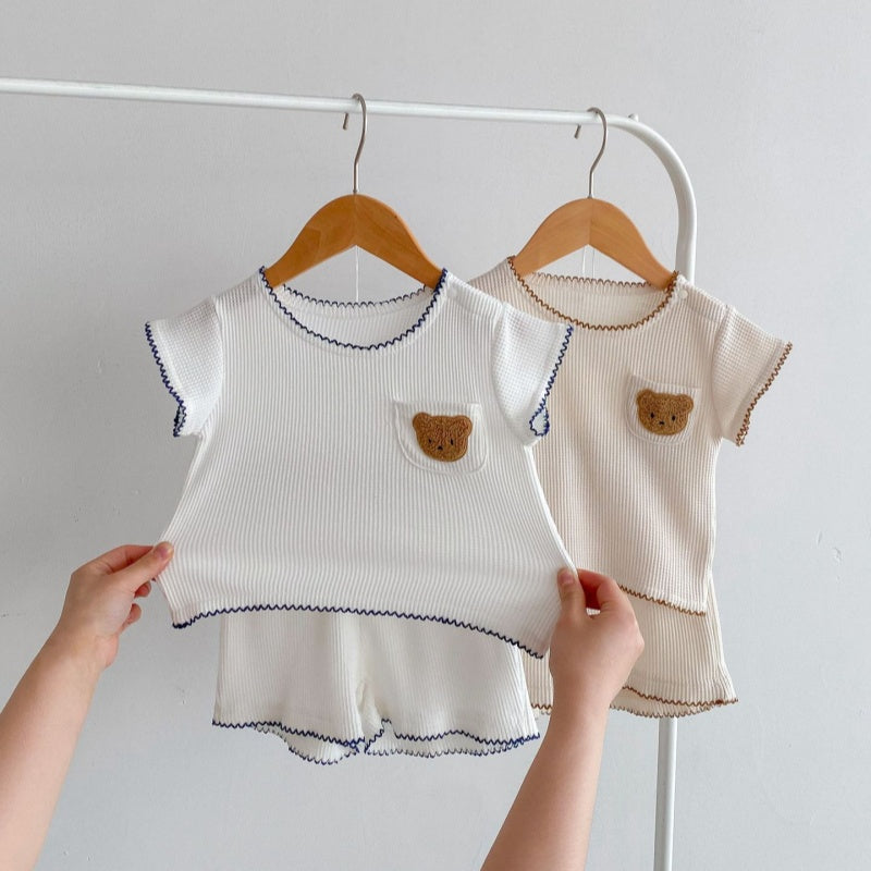 【BABY】夏新作 くま刺繍セットアップSK080305