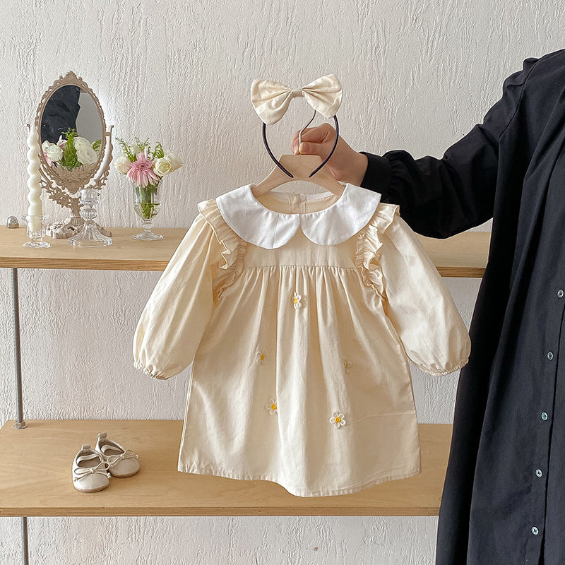 【姉妹服】小花イエローフラワーロンパース、ワンピースSK101115
