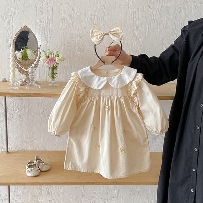 【姉妹服】小花イエローフラワーロンパース、ワンピースSK101115