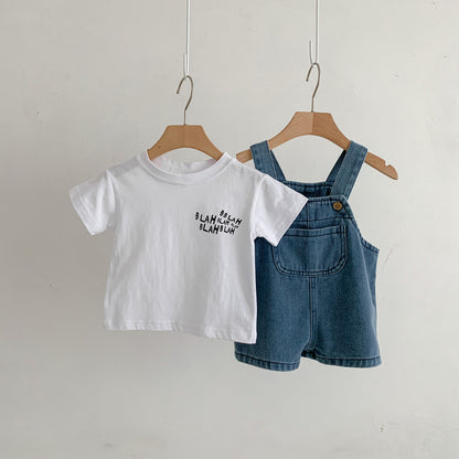 【BABY&KID】夏新作 デニムショートサロペットセットSK062723