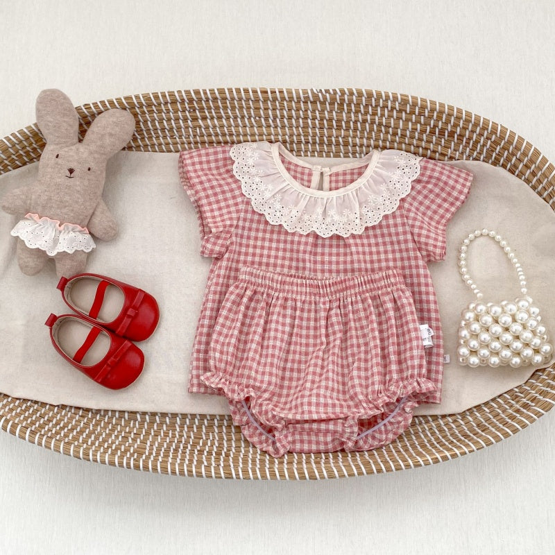 【BABY&KID】夏新作フリル襟チェックセットアップSK105408
