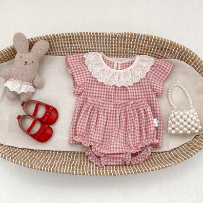【BABY&KID】夏新作フリル襟チェックセットアップSK105408
