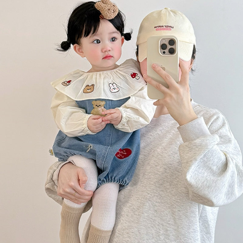 【BABY】カートゥーン柄サロペット&シャツ2点セットSK100518