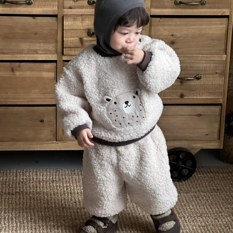 【BABY&KID】冬新作韓国風くまさん、ライオンあったかセットアップSK103128