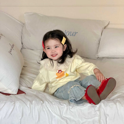 【BABY&KID】レース襟カートゥーンスウェット、デニムパンツSK104313