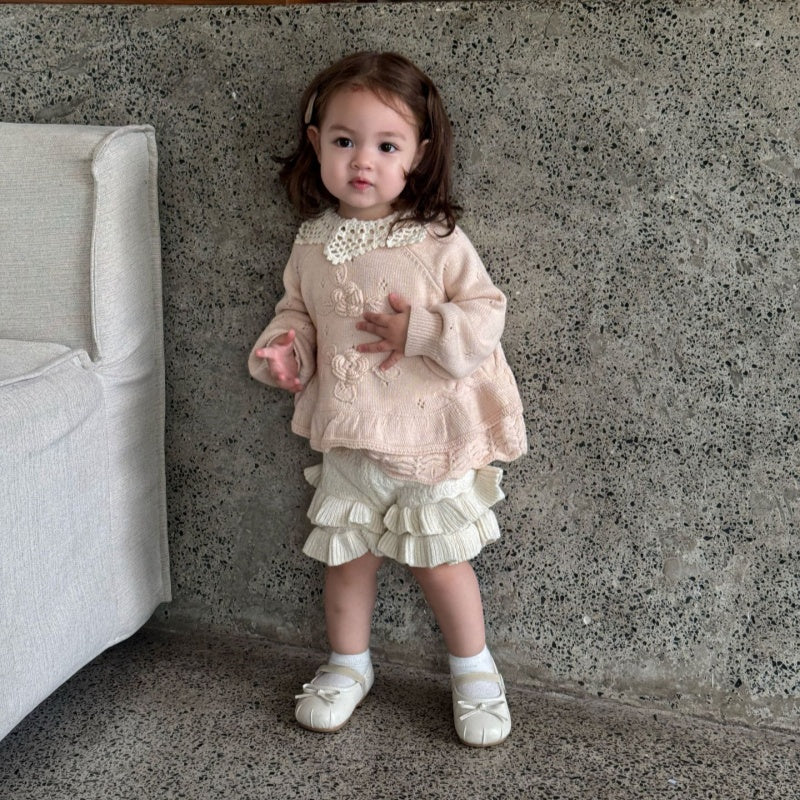 【BABY&KID-予約限定】手編みフラワーニットセーターSK102234