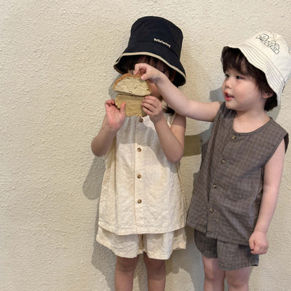 【BABY＆KID】夏新作 ノースリーブ無地セットアップ SK063003