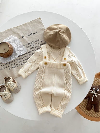 【BABY&KID】ケーブル編みニットサロペット、セーターSK022406