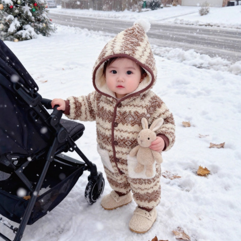 【BABY】冬新作レトロフード付きあったかカバーオールSK103207