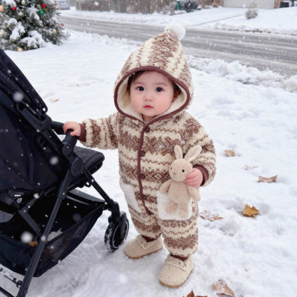 【BABY】冬新作レトロフード付きあったかカバーオールSK103207